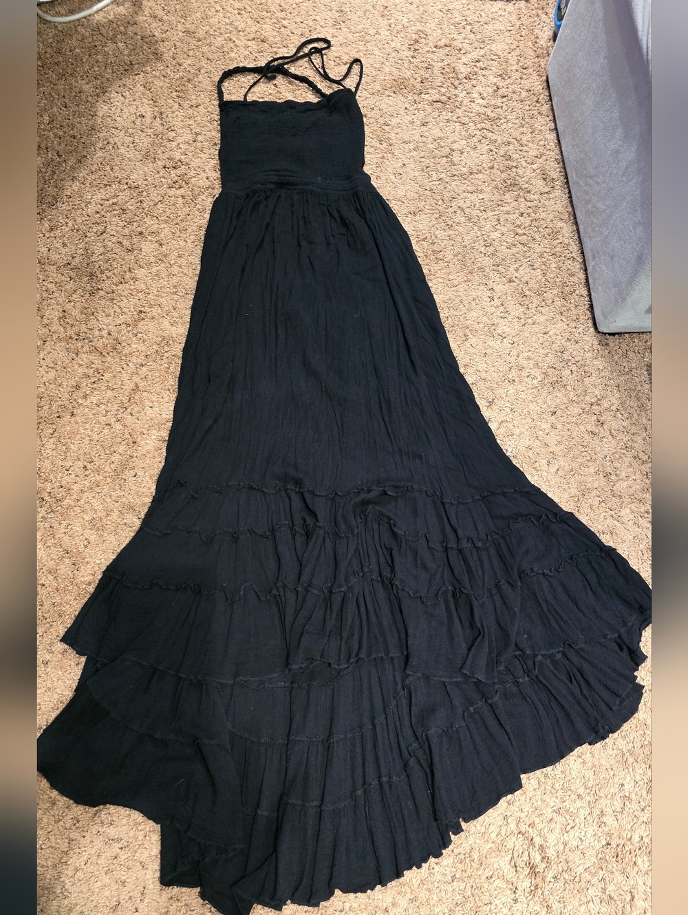 Black Smocked Bodice Tiered Maxi Dress — Women's Summer Maxi
